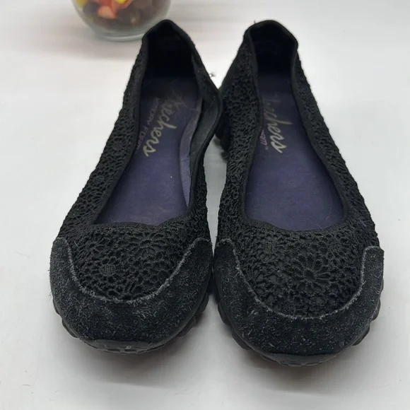 Skechers Black Slip-On Lace Look Flats with Memory Foam Footbed Size 10 SKT7681G - Picture 2 of 6